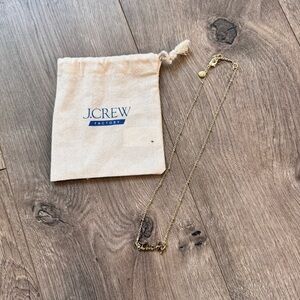 J. Crew Gold lucky Necklace - Women's Script Pendant